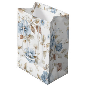 Pretty Romantic Blue Flowers Wedding Medium Gift Bag
