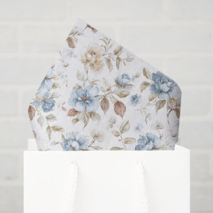 Pretty Romantic Blue Flowers Wedding Tissue Paper