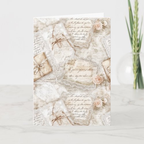 Pretty Romantic Blush Roses Love Letters  Card
