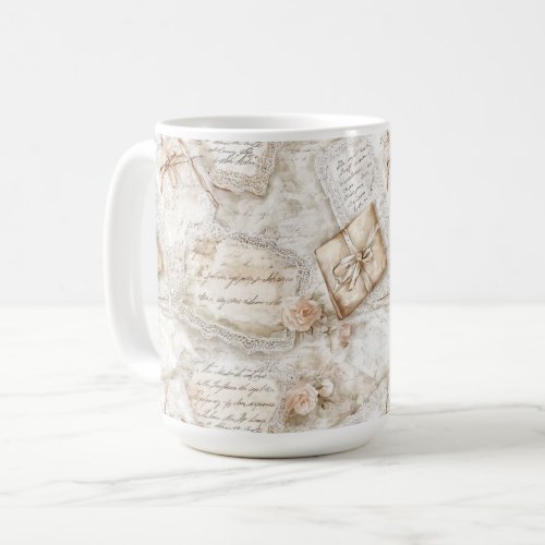 Pretty Romantic Blush Roses Love Letters Wedding Coffee Mug