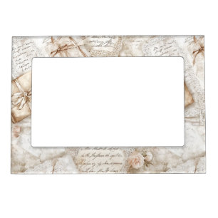Pretty Romantic Ivory Blush Roses Love Letters Magnetic Frame