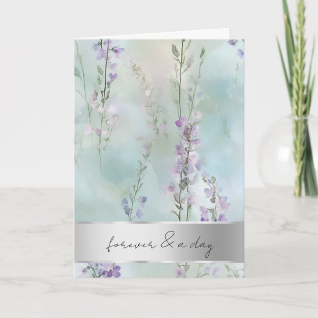 Pretty Romantic Lavender Purple Floral Wedding Card (Front)