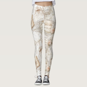 Pretty Romantic Love Letters Blush Roses Leggings