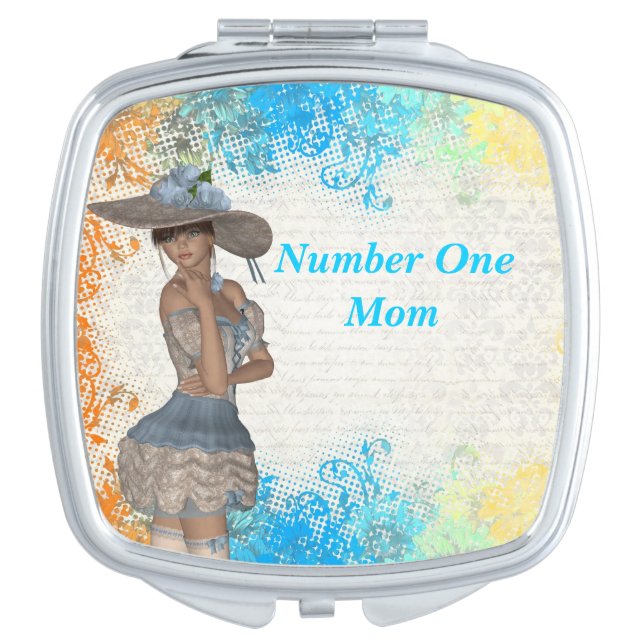 Pretty romantic number one mom makeup mirror (Front)