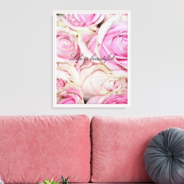 Pretty romantic pink cream roses canvas print (Insitu(LivingRoom))