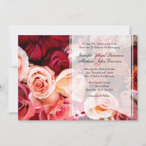 Pretty Romantic Pink Roses Wedding Custom Announcement