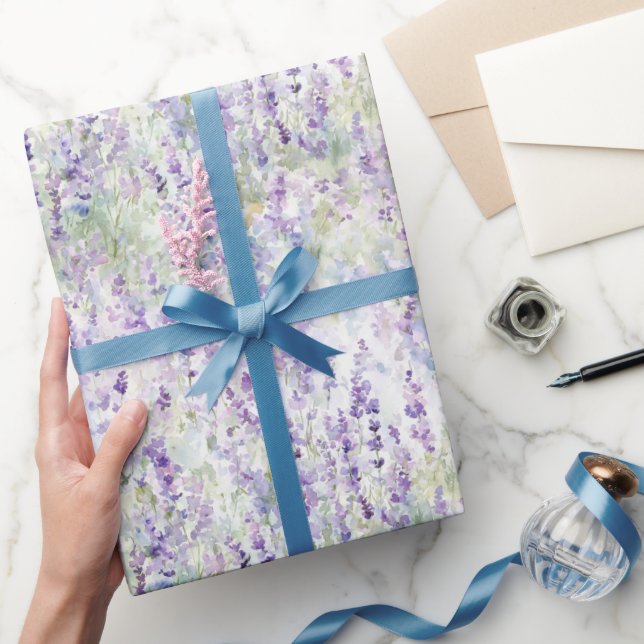 Pretty Romantic Purple Flowers Bridal Shower Wrapping Paper (Gifting)