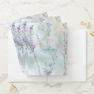 Pretty Romantic Purple Lavender Floral Pocket Folder