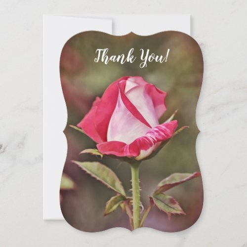 Pretty Rose Art Thank You Flat Note Card