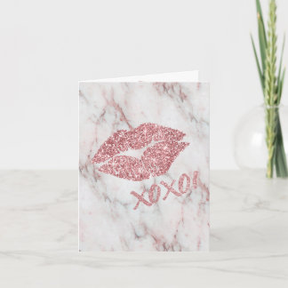 Pretty Rose Faux Glitter XOXO Kiss Invitation
