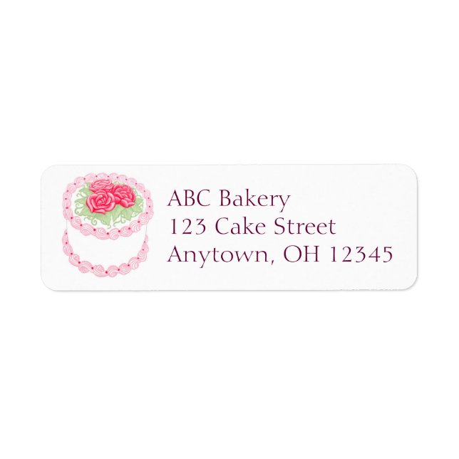 Pretty Rose Frosted Cake Label (Front)