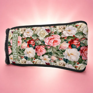 Pretty Rose Garden Patterned Personalized Golf Head Cover