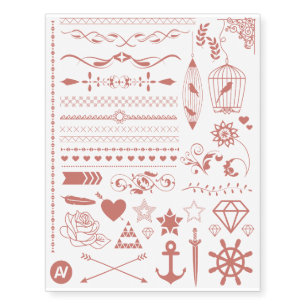 Pretty Rose Gold Collection Temporary Tattoos