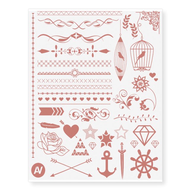 Pretty Rose Gold Collection Temporary Tattoos (Front)