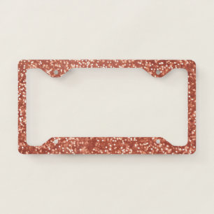 Pretty Rose Gold Faux Glitter Design License Plate Frame