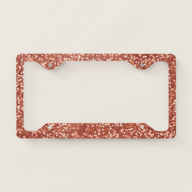 Pretty Rose Gold Faux Glitter Design  License Plate Frame (Front)