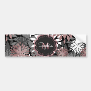 Pretty Rose Gold Floral Illustration Pattern Bumper Sticker