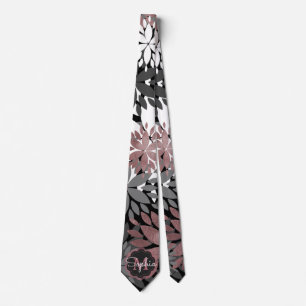 Pretty Rose Gold Geometric Flowers Illustration Tie