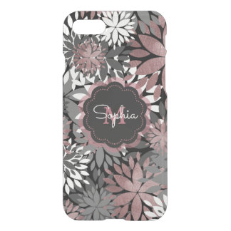 Pretty Rose Gold Geometric Flowers Illustration iPhone SE/8/7 Case