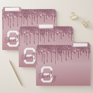 Pretty Rose Gold Glitter Drip File Folder