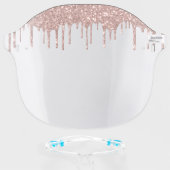 Pretty Rose Gold Glitter Drips For Her Face Shield (Front w/Glasses)