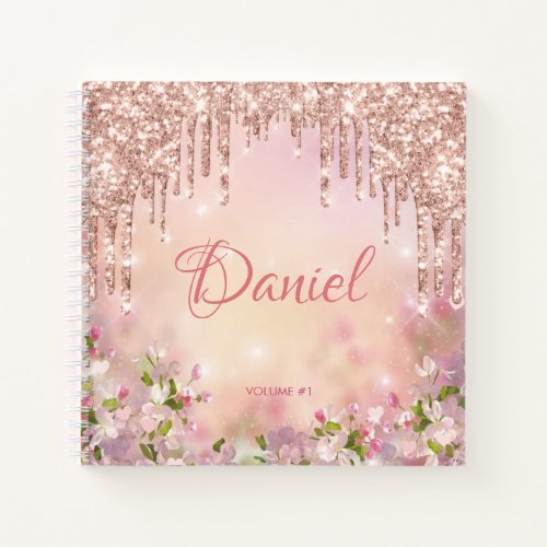 pretty rose gold glitter your name personalized    notebook