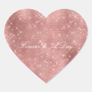 Pretty Rose Gold Glitzy Sparkle Heart Sticker