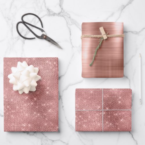 Pretty Rose Gold Glitzy Sparkle Wrapping Paper Sheets