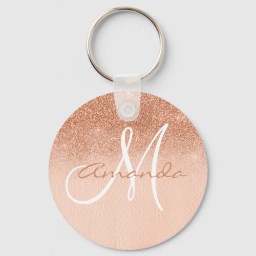 Pretty Rose Gold Ombre Monogram Personalized Keychain