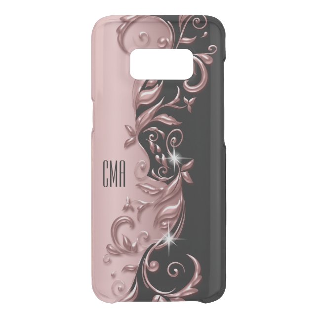 Pretty Rose Gold Ornate Design | Monogram Uncommon Samsung Galaxy Case (Back)