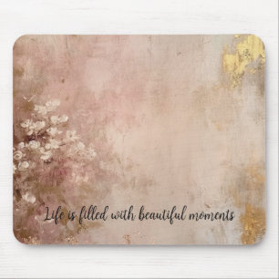 Pretty Rose Gold Paint Antique Floral Mouse Pad