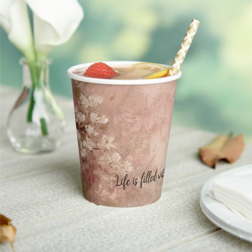 Pretty Rose Gold Paint Floral Paper Cups