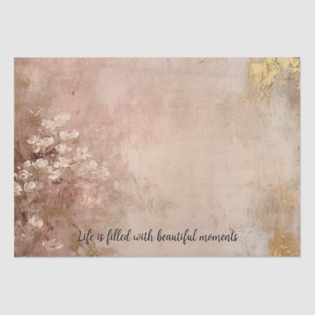 Pretty Rose Gold Paint Floral Tissue Paper (Front)