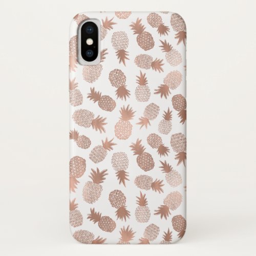 Pretty Rose Gold Pineapple Pattern iPhone XS Case