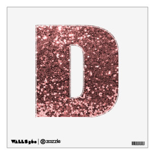 Pretty Rose Gold Pink Faux Glitter Sparkle Print Wall Decal