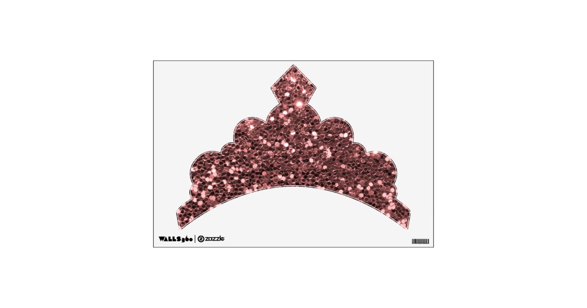 Pretty Rose Gold Pink Faux Glitter Tiara Crown Wall Sticker Zazzle
