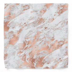 Pretty Rose Gold White Glitzy Marble Bandana