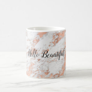 Pretty Rose Gold White Glitzy Marble      Coffee Mug