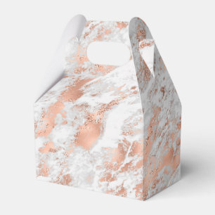 Pretty Rose Gold White Glitzy Marble Favor Boxes