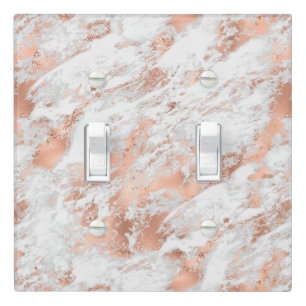 Pretty Rose Gold White Glitzy Marble       Light Switch Cover