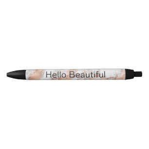 Pretty Rose Gold White Glitzy Marble Pen