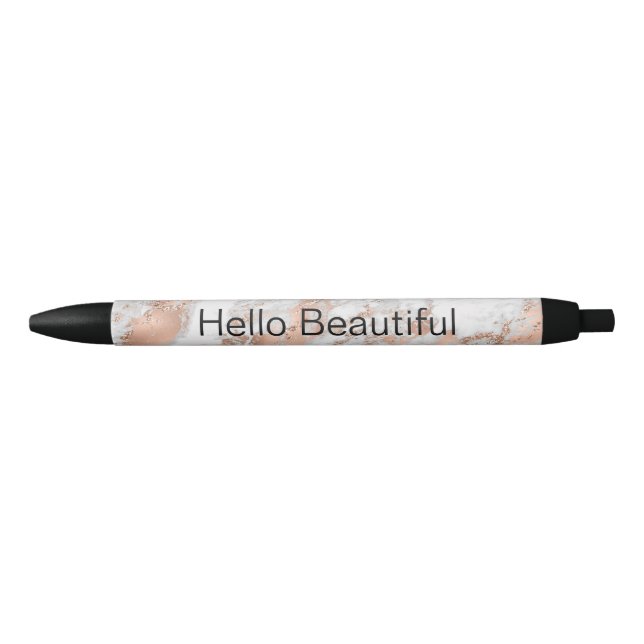 Pretty Rose Gold White Glitzy Marble     Pen (Front)