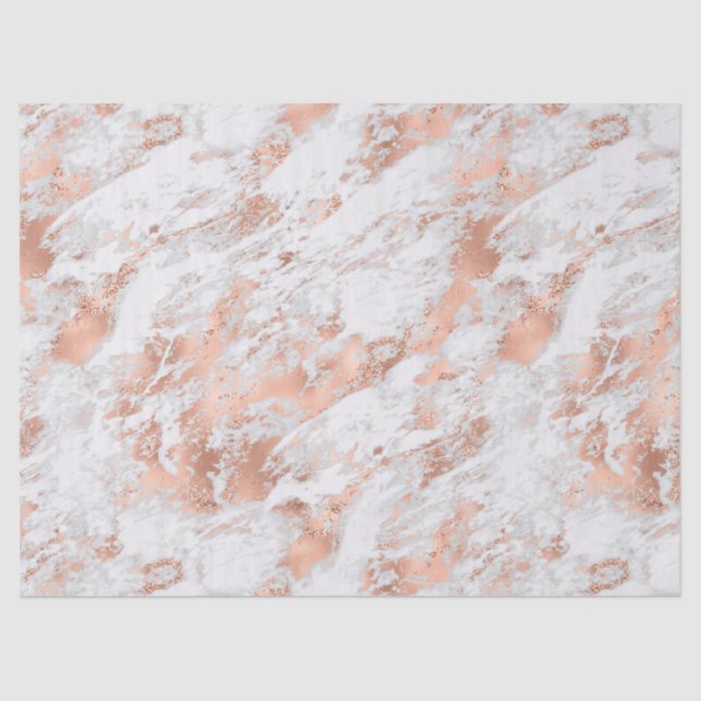 Pretty Rose Gold White Glitzy Marble   Tissue Paper (Front)