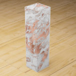 Pretty Rose Gold White Glitzy Marble     Wine Box<br><div class="desc">Pretty Rose Gold White Glitzy Marble</div>