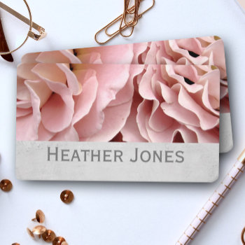 Pretty Rose Petals Pink And Gray Flower Photograph Business Card by annpowellart at Zazzle