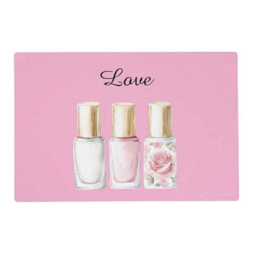 Pretty Rose Pink Floral Nail Polish Placemat