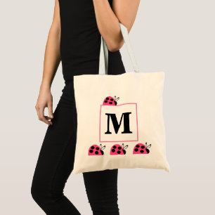 Pretty Rose Pink Ladybugs Personalized Tote Bag