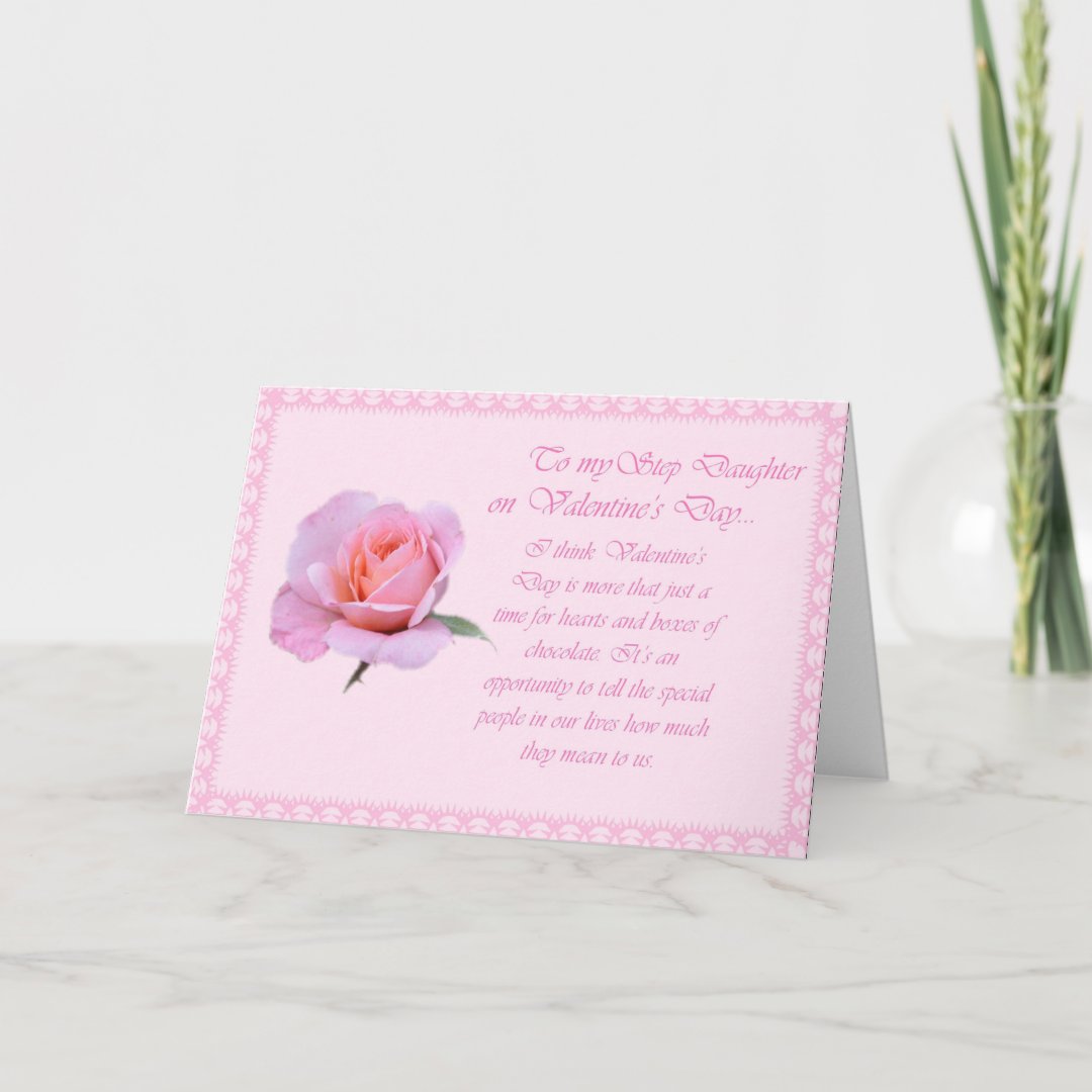 Pretty Rose Valentine's Day StepDaughter Card Zazzle