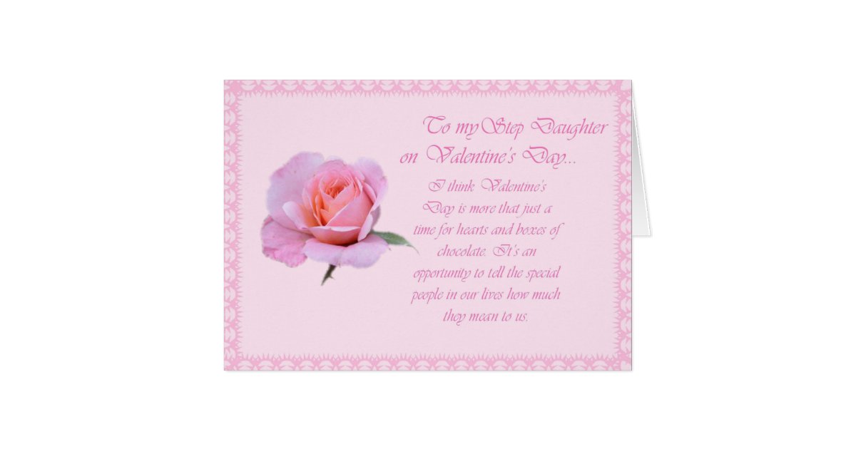 Pretty Rose Valentine's Day Step-Daughter Card | Zazzle.com