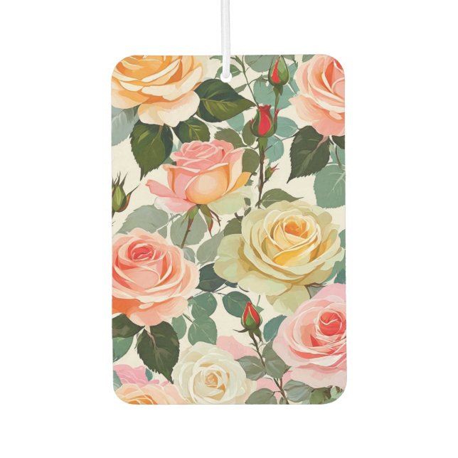 Pretty Roses Floral Elegant Garden Blooms Air Freshener (Front)